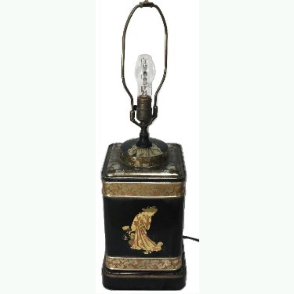 Lamp Asian Japanese Tin Lamp Base Table Desk Black